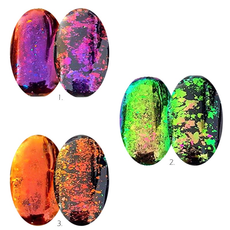 KUKA Iridescent Glitter Chameleon Nail Flakes Set Chrome Nail Powder Mirror Mermaid Effect Set 6 Jars (Dark Chameleon) - Image 3